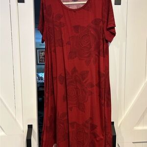 LuLaRoe Red Rose Midi Dress